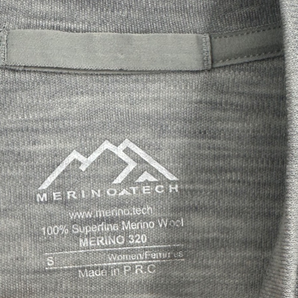 Merino.tech Womens 100% Merino Wool 320 Midweight Quarter Zip Base Layer Grey S - Picture 6 of 8